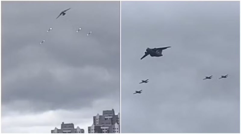 Aviões da esquadrilha da fumaça chamam a atenção no céu de SP